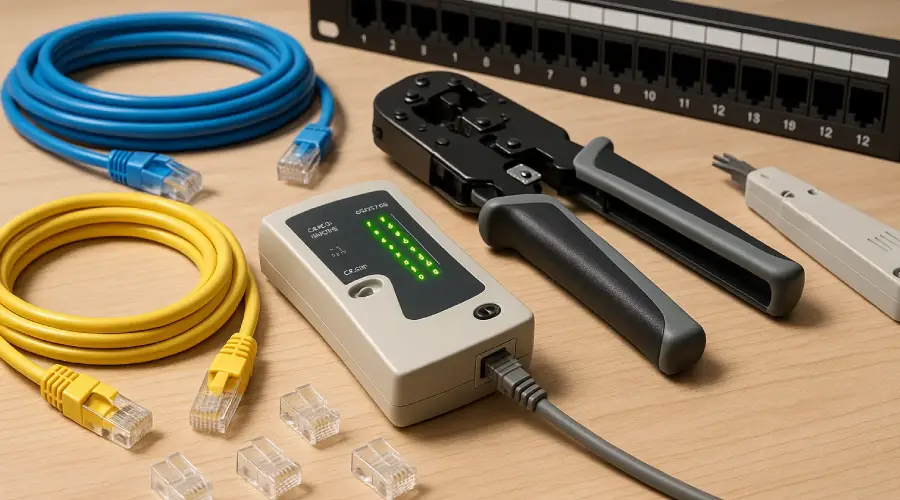 تجهیزات مورد نیاز برای کابل کشی شبکه + لیست ابزار کامل